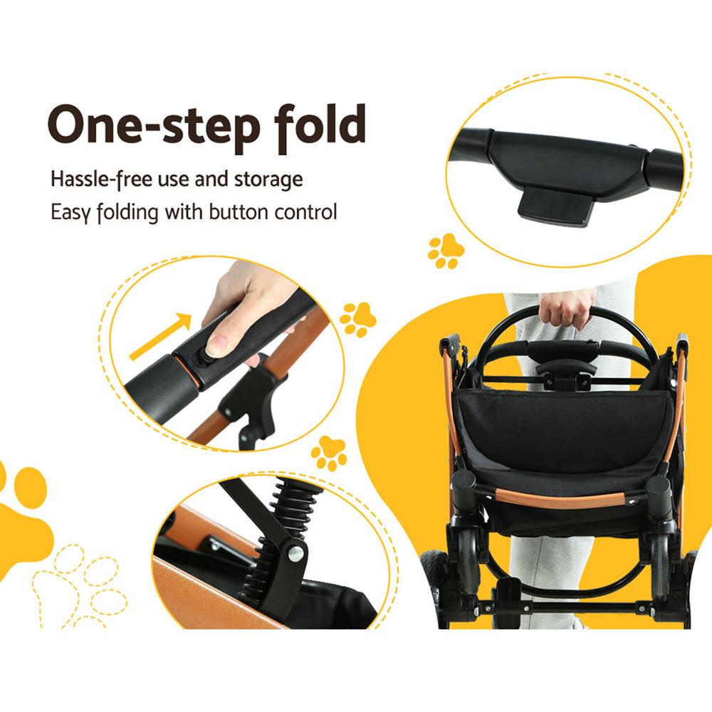 i.Pet Pet Stroller Dog Pram Large Cat Carrier Travel Pushchair Foldable 4 Wheels - Pet Parlour Australia