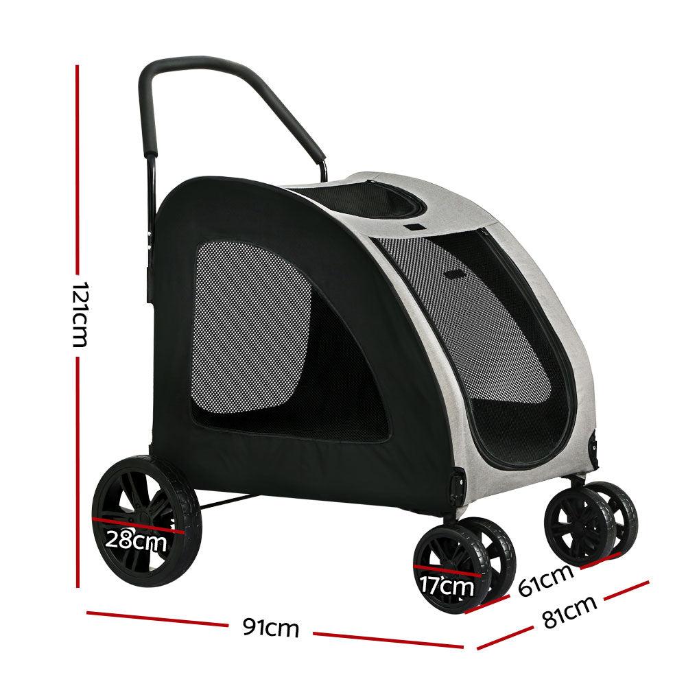 i.Pet Pet Dog Stroller Pram Large Carrier Cat Travel Foldable Strollers 4 Wheels - Pet Parlour Australia