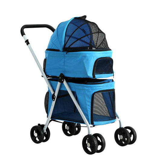 i.Pet Pet Stroller Dog Pram Large Cat Carrier Travel Foldable 4 Wheels Double - Pet Parlour Australia