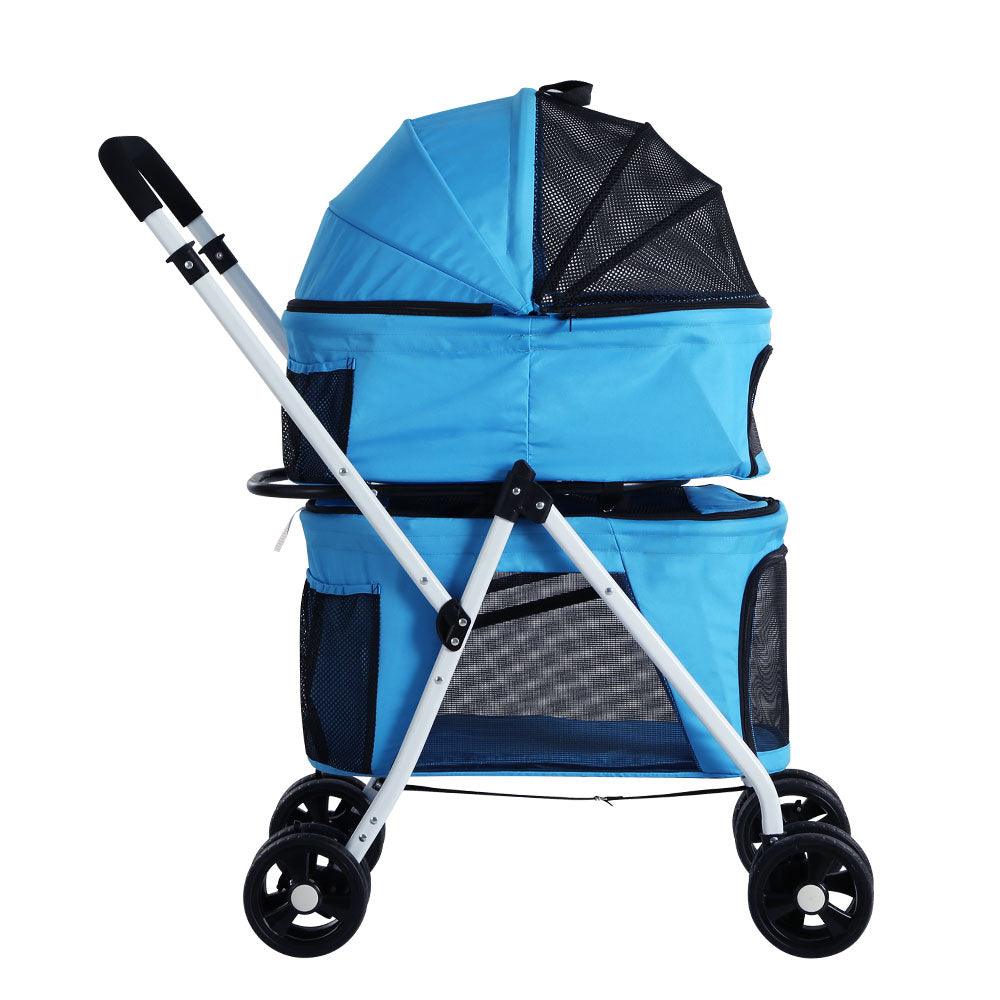 i.Pet Pet Stroller Dog Pram Large Cat Carrier Travel Foldable 4 Wheels Double - Pet Parlour Australia