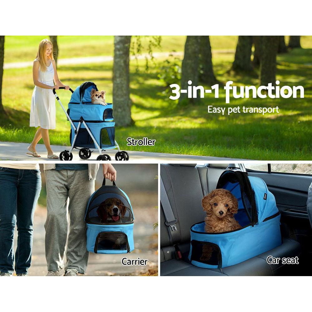 i.Pet Pet Stroller Dog Pram Large Cat Carrier Travel Foldable 4 Wheels Double - Pet Parlour Australia