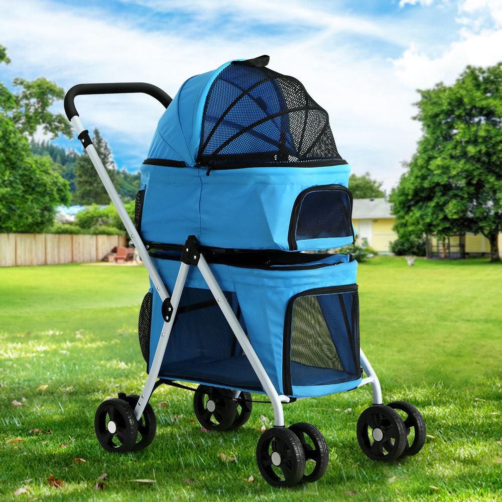 i.Pet Pet Stroller Dog Pram Large Cat Carrier Travel Foldable 4 Wheels Double - Pet Parlour Australia