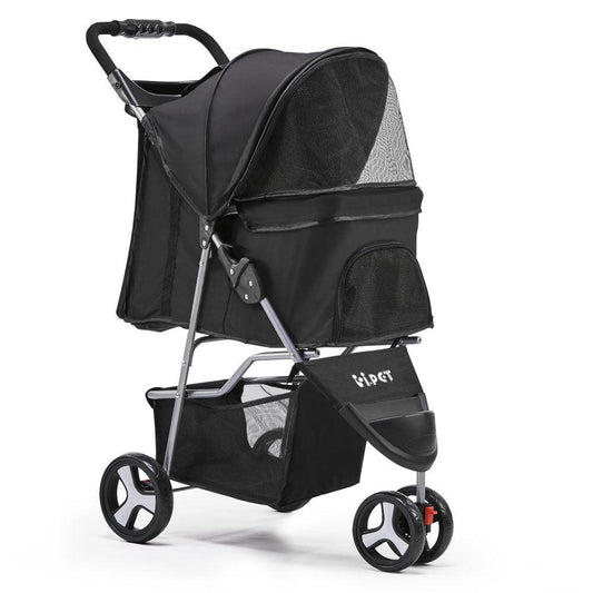 i.Pet 3 Wheel Pet Stroller - Black - Pet Parlour Australia