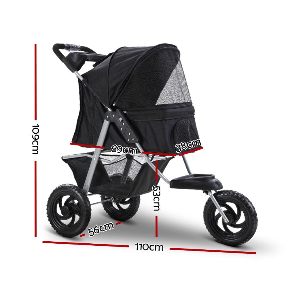 i.Pet Pet Stroller Dog Carrier Foldable Pram Large Black - Pet Parlour Australia