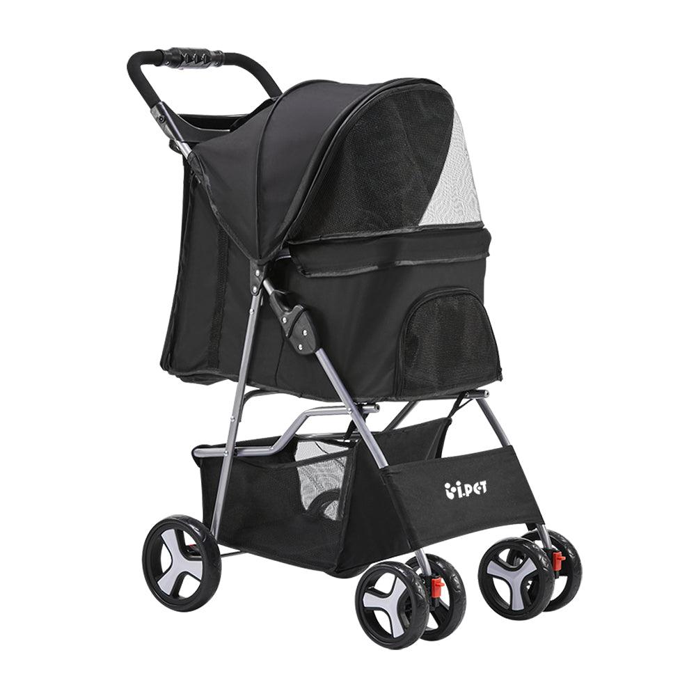 i.Pet 4 Wheel Pet Stroller - Black - Pet Parlour Australia